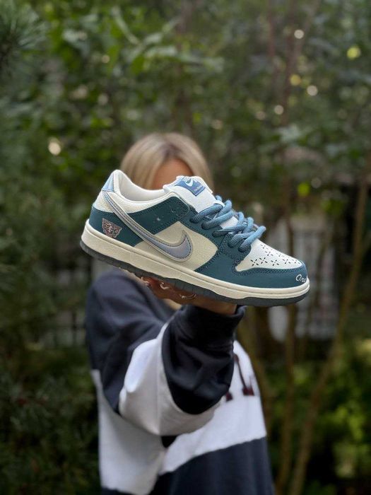 Жіночі кросівки Nіке Dunк Low білий з синім  3761 ТОП