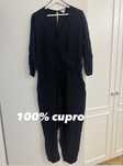 czarny kombinezon cupro monsoon dlugi maxi 42 XL kopertowy boho