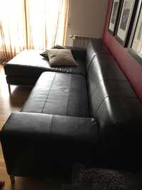 Sofa em pele castanho Ikea