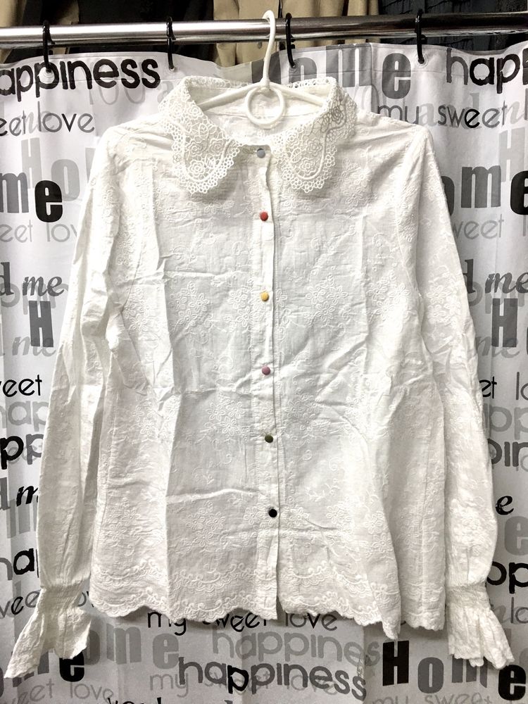 Блуза белая шитьё- кружево, прошва, 100% хлопок.
