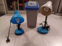 Lampa biurowa niebieska plus śmietnik do pokoju