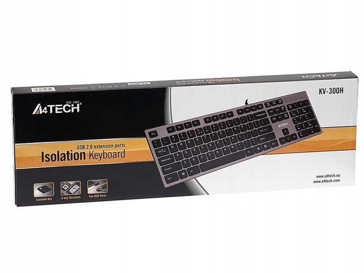 Płaska Wyspowa Klawiatura A4tech Miękkie Niskie Klawisze + 2x Hub Usb