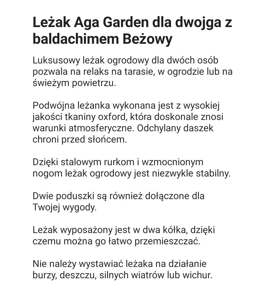 Leżak plażowy ogrodowy dwuosobowy duża  leżanka dla 2 osób