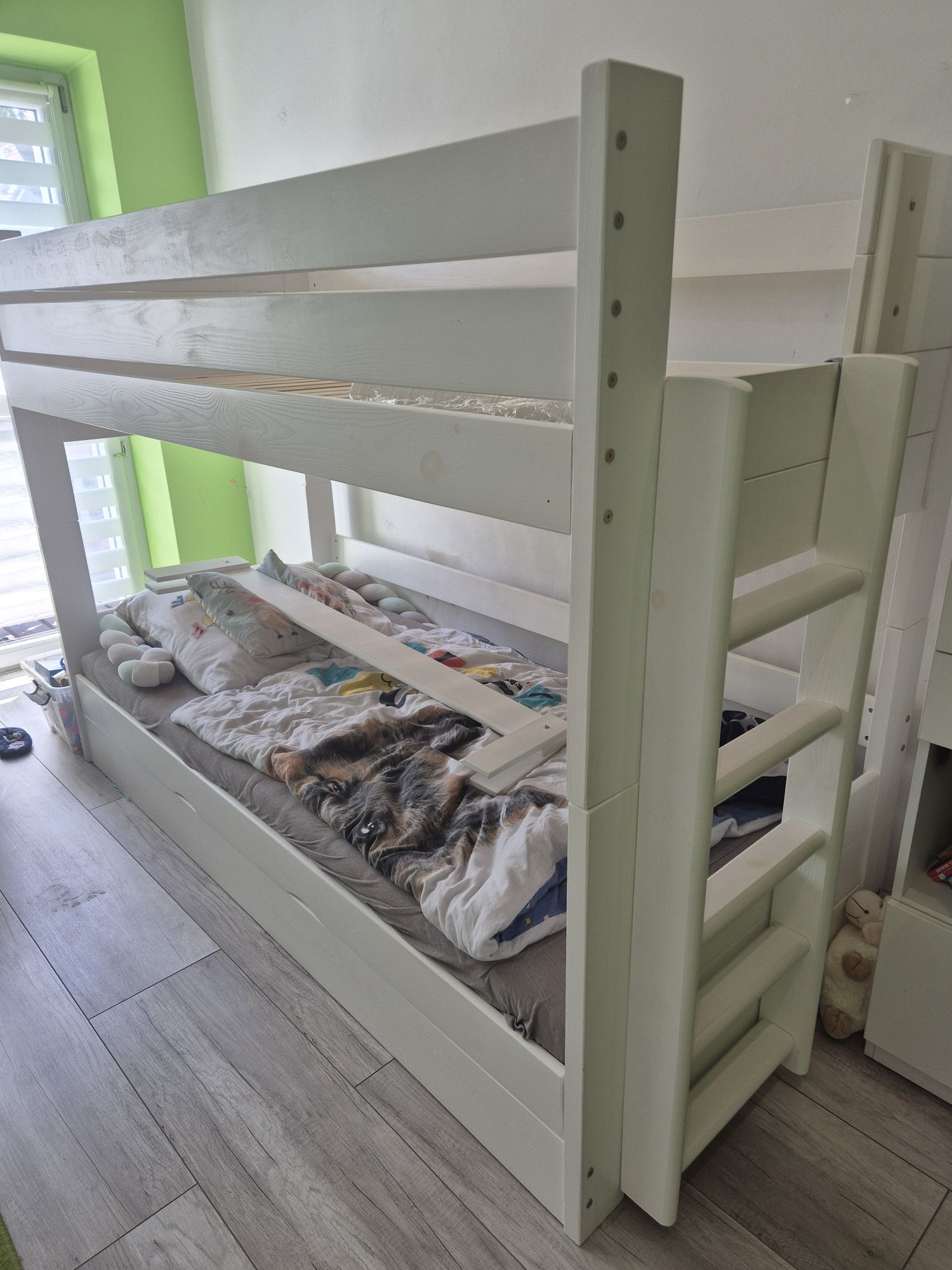 Łóżko piętrowe białe 90x200 drewno