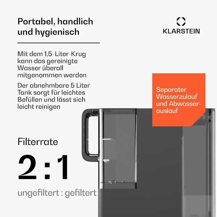 Фильтр для воды осмос очисник води з нагрівом Klarstein VitalPour 5 л