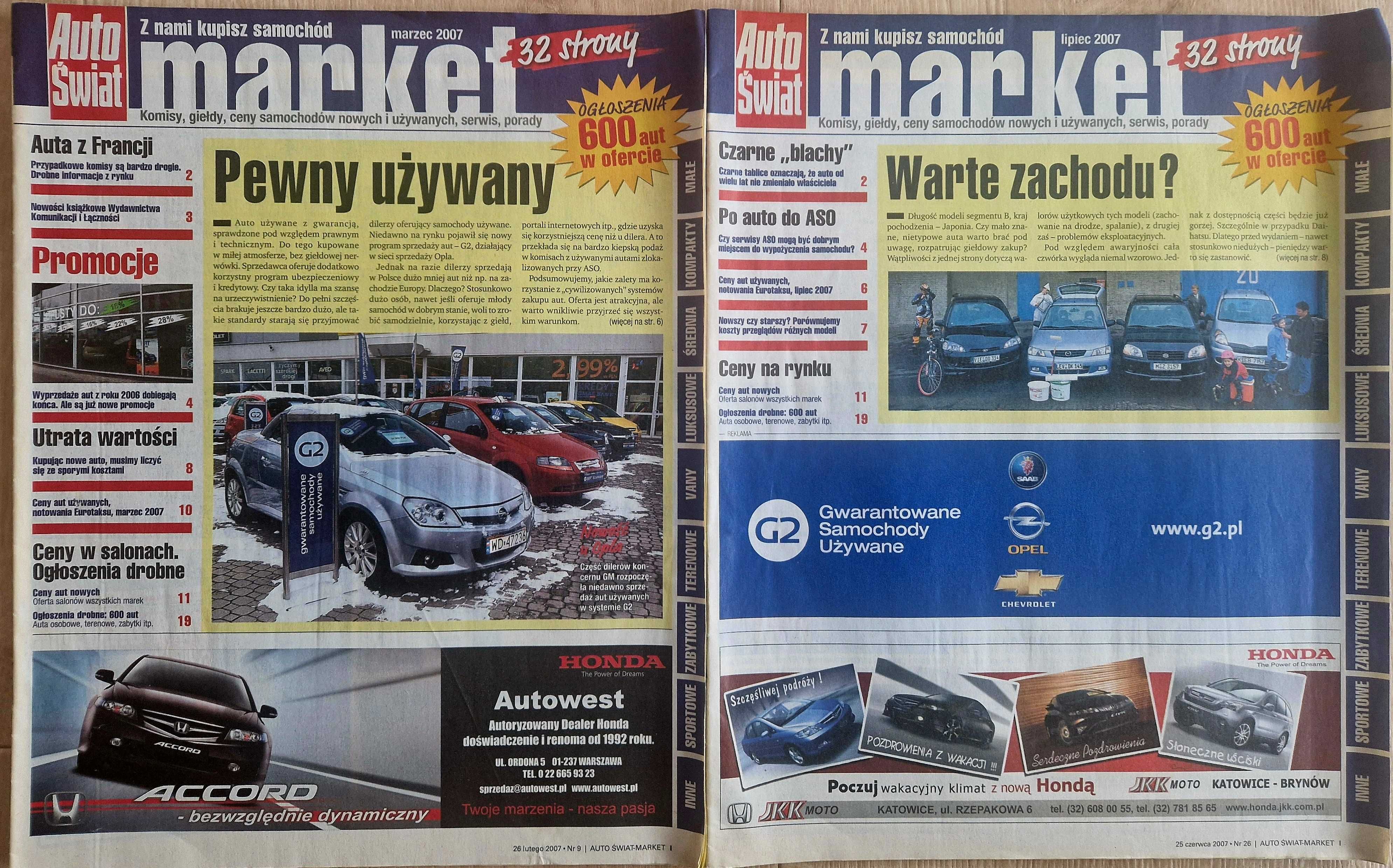 Auto świat MARKET 2007 ogłoszenia 2x600 aut archiwalne wydanie motoryz