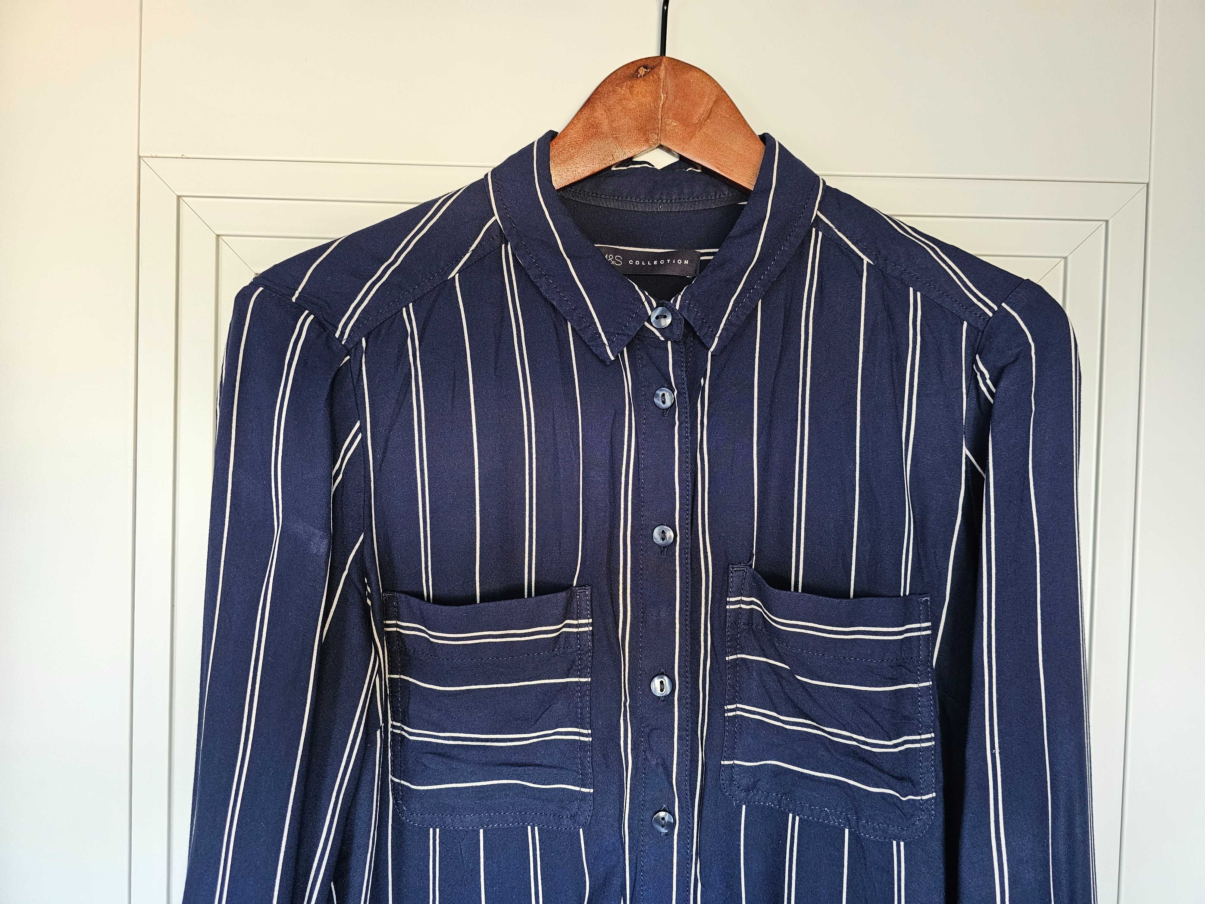 M&S Collection damska koszula w paski kieszenie 100% wiskoza XXL