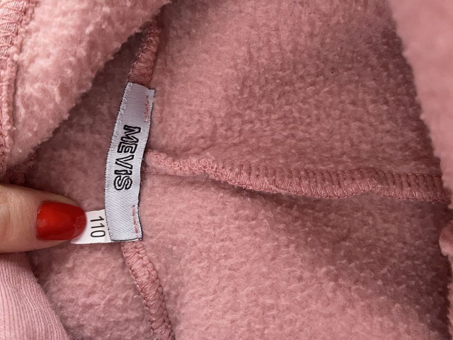 Тепле стильне рожеве худі з капюшоном на флісі Mevis