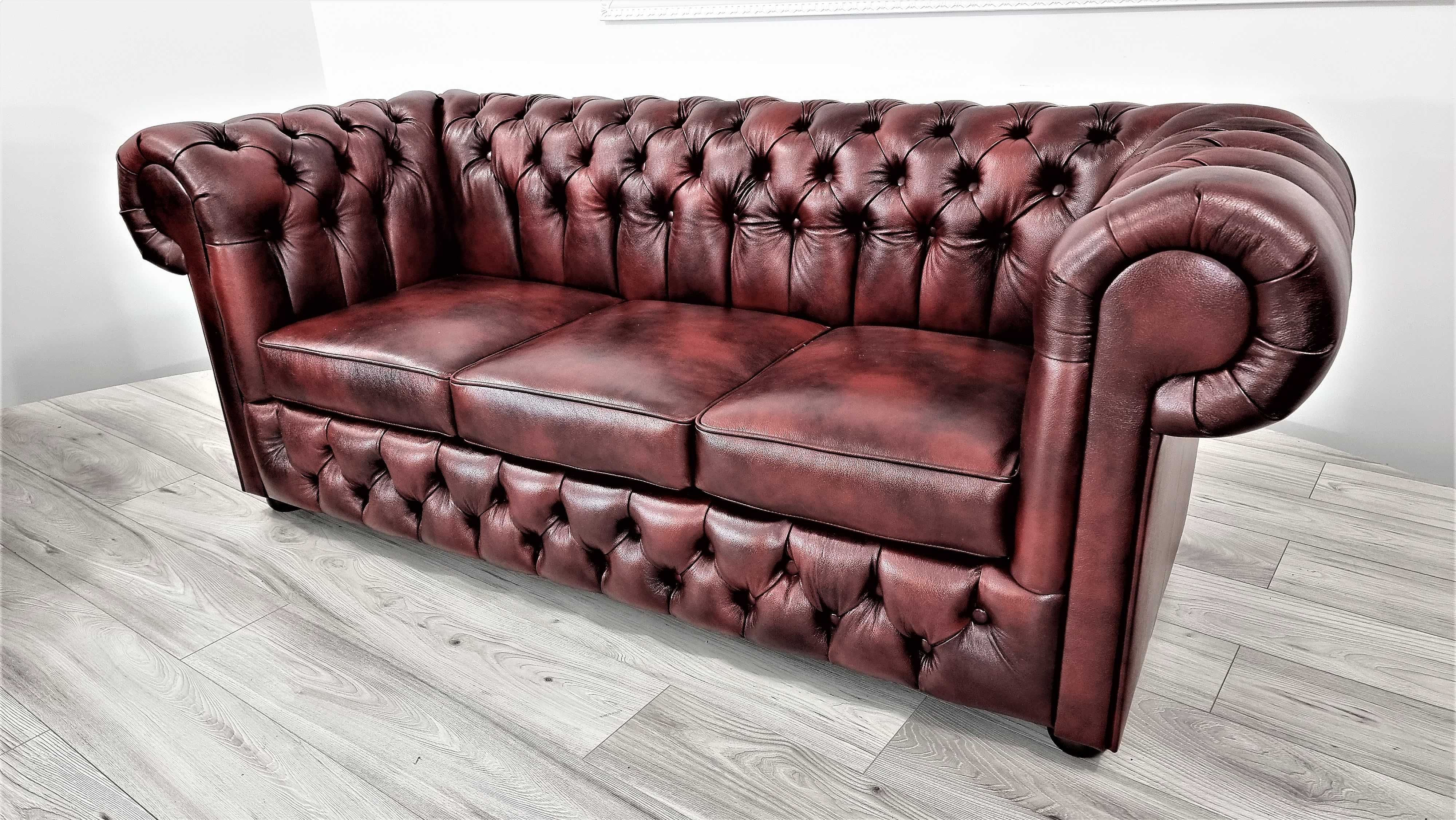 Zestaw pikowany Chesterfield CLASSIC DUO - skóra/producent