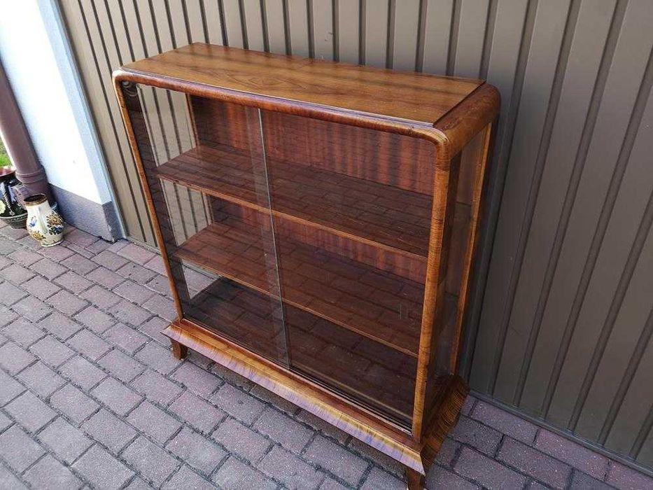 Witryna Serwantka Biblioteka ART-DECO Orzech Stara Antyk Po Renowacji.