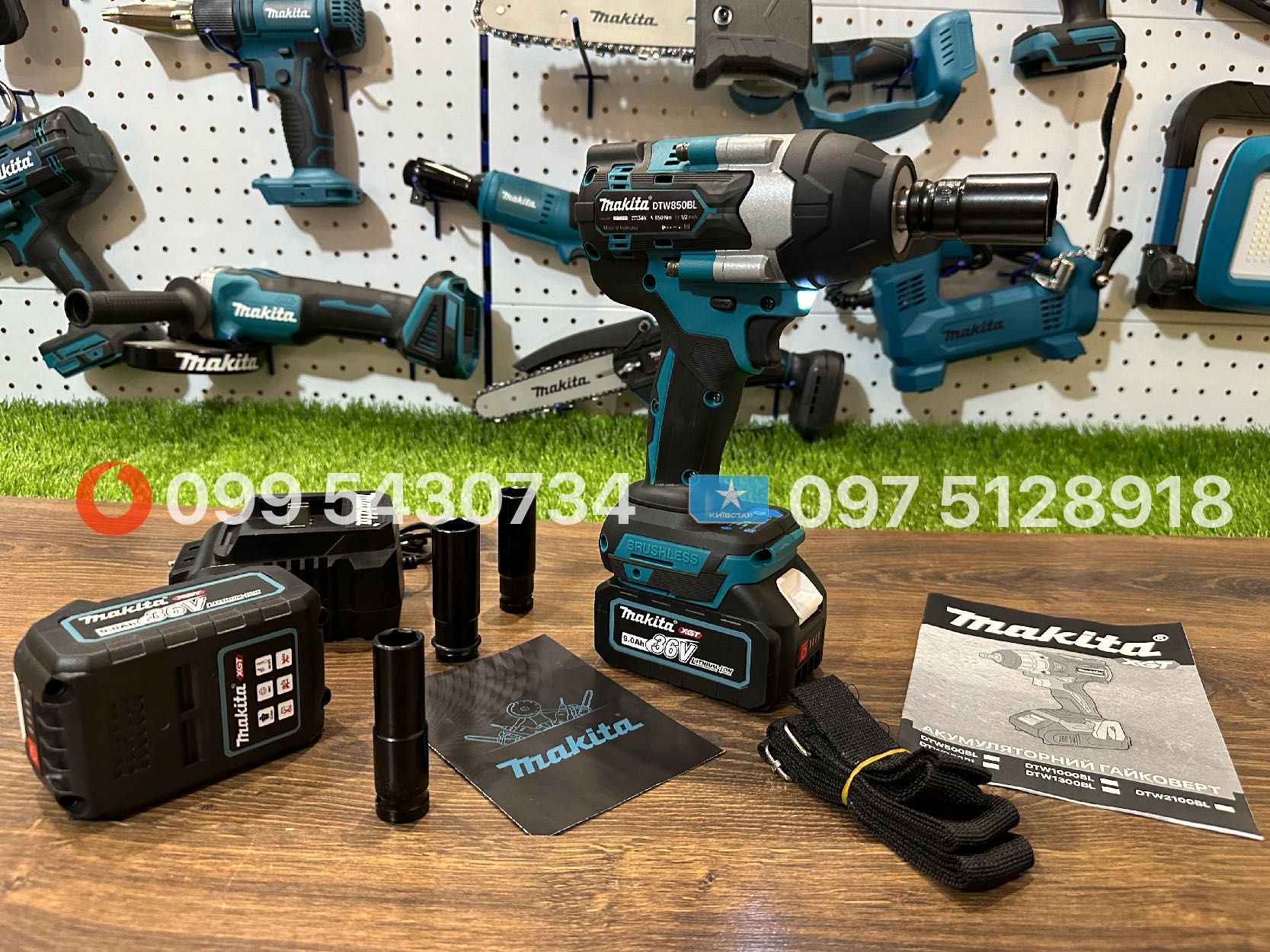 Набір3в1 Makita Шуруповерт DHP485BL Болгарка DGA504 Гайковерт DTW850Bl