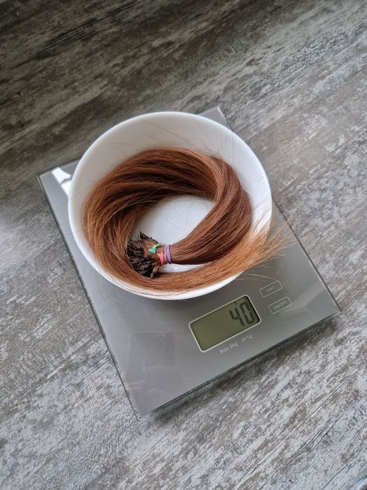 Włosy dziewicze farbowane naturalne kasztanowy brąz 40 g 40 cm