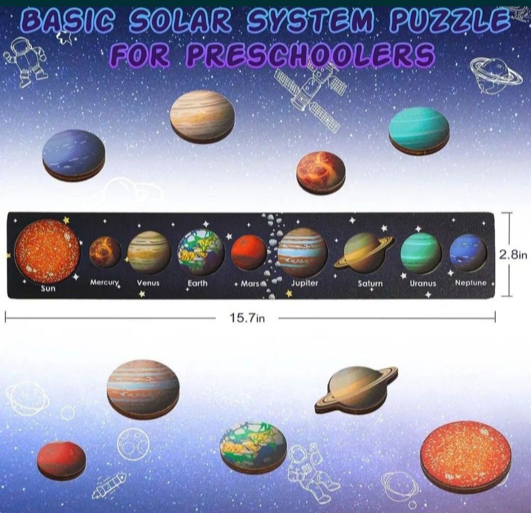40cm.Montessori Solar System Puzzle Gra Planszowa Do Nauki Planet.