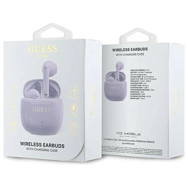 Guess słuchawki Bluetooth GUTWSJ14ESGU TWS + stacja dokująca fioletowy