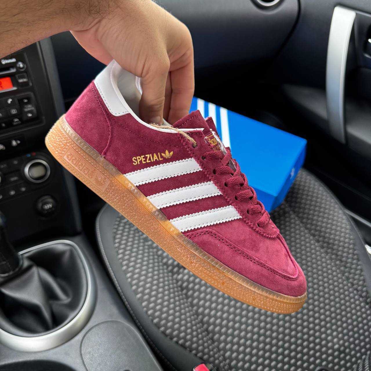 Жіночі кросівки Adidas Spezial бордовий з білим 323 ТОПОВІ