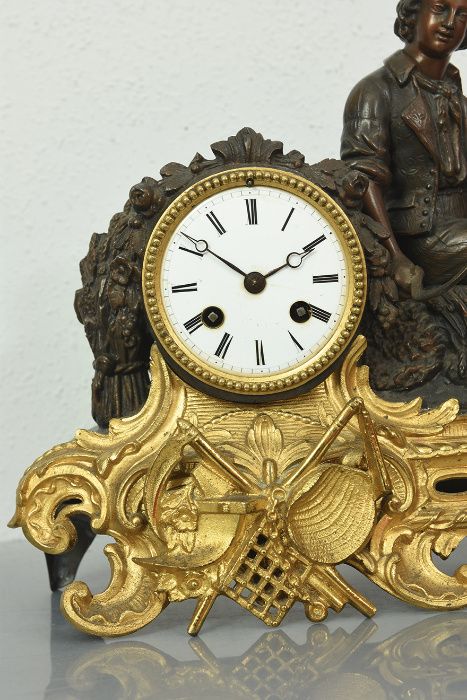 Żniwa zegar stojący kominkowy złocony ! Francja XIX w