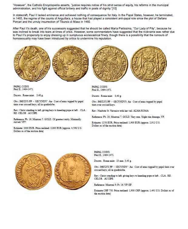 Papas - - - Moedas dos Papas - até 1605 - - - - - Livro de Moedas