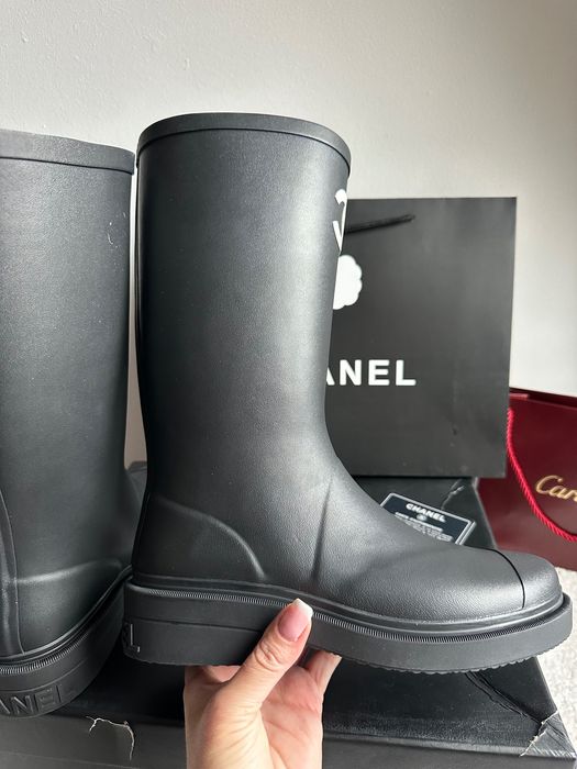 Kalosze Chanel czarne nowe box