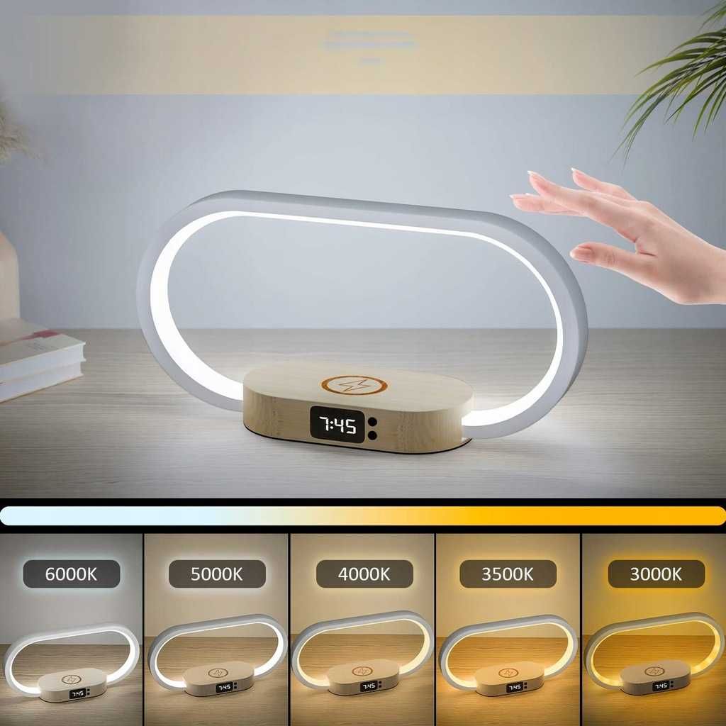 Lampka Nocna Dotykowa Biurkowa LED Ładowarka Indukcyjna 10W