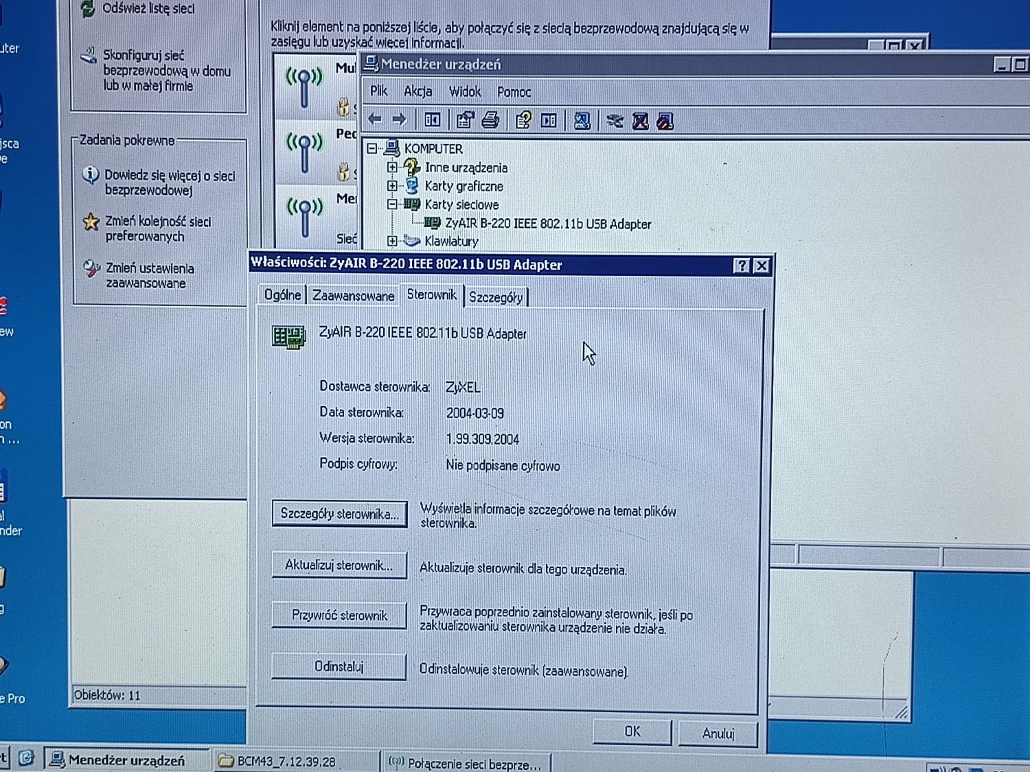 Karta WiFi ZyXEL \ 802.11bg \ 2.4 GHz \ Retro PC