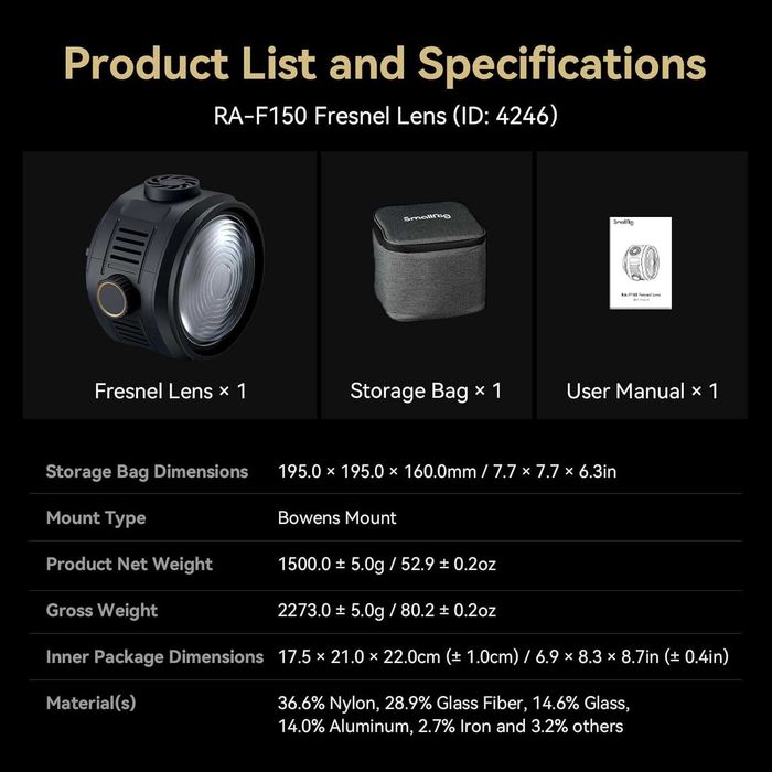 SmallRig 4246 RA-F150 Soczewka Fresnela do lamp LED