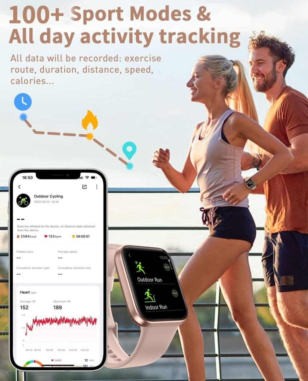 Tenski 208 plus Inteligentny zegarek dla kobiet i mężczyzn z Bluetooth