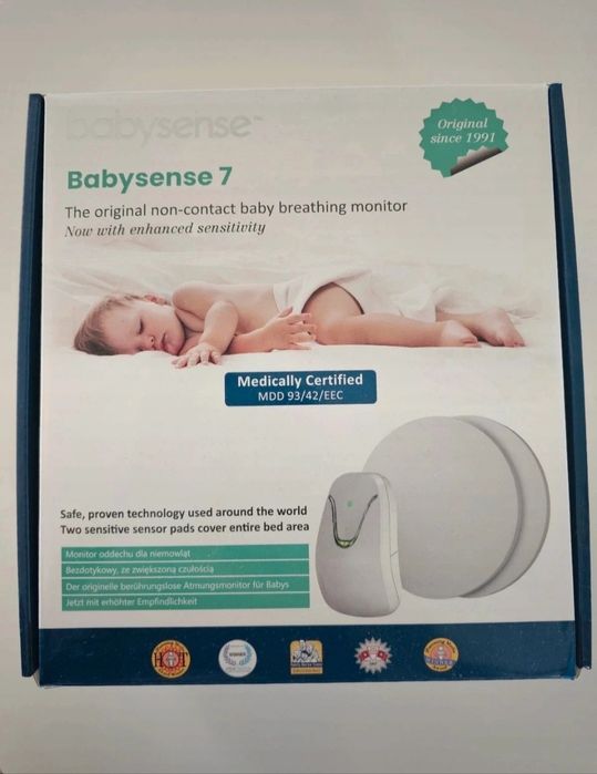 Łóżeczko Babysense Luna 7, materacem, prześcieradło, monitor oddechu