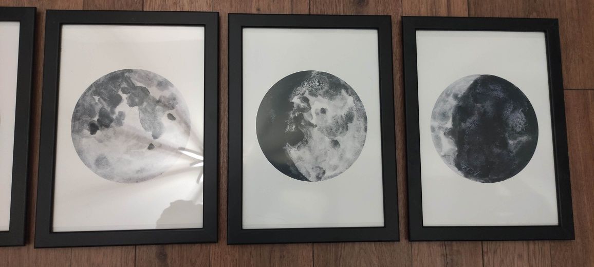 Fazy księżyca Zestaw 5 obrazów w czarnych ramkach