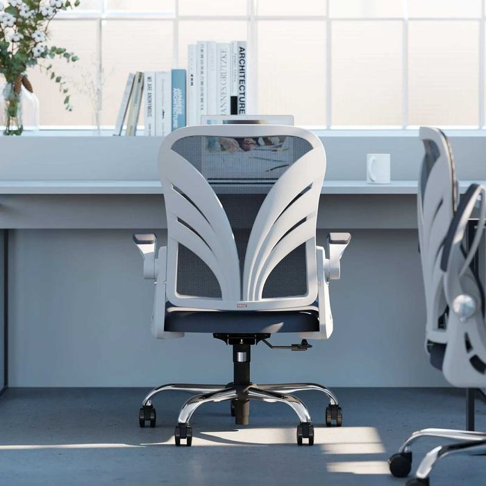 Ergonomiczne krzesło biurowe obrotowe HOLLUDLE White