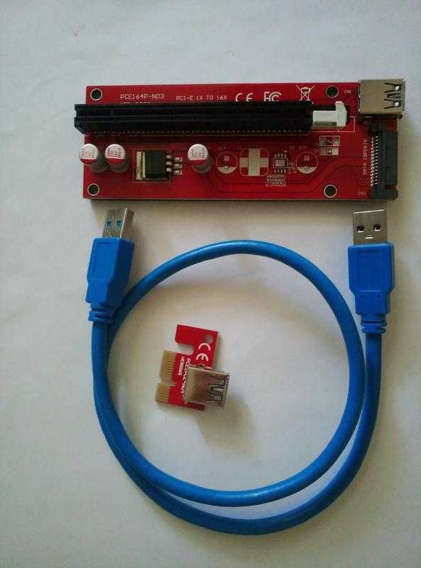 Удлинитель шины PCI-E, райзер PCI-E 1Х to 16Х, для майнинга.