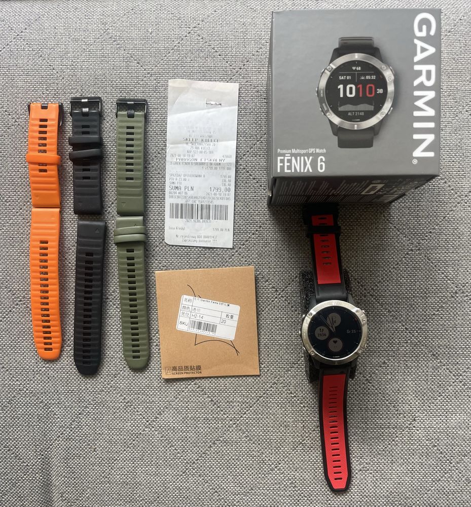 Garmin fenix 6 dodatkowe paski pudeko i pragon