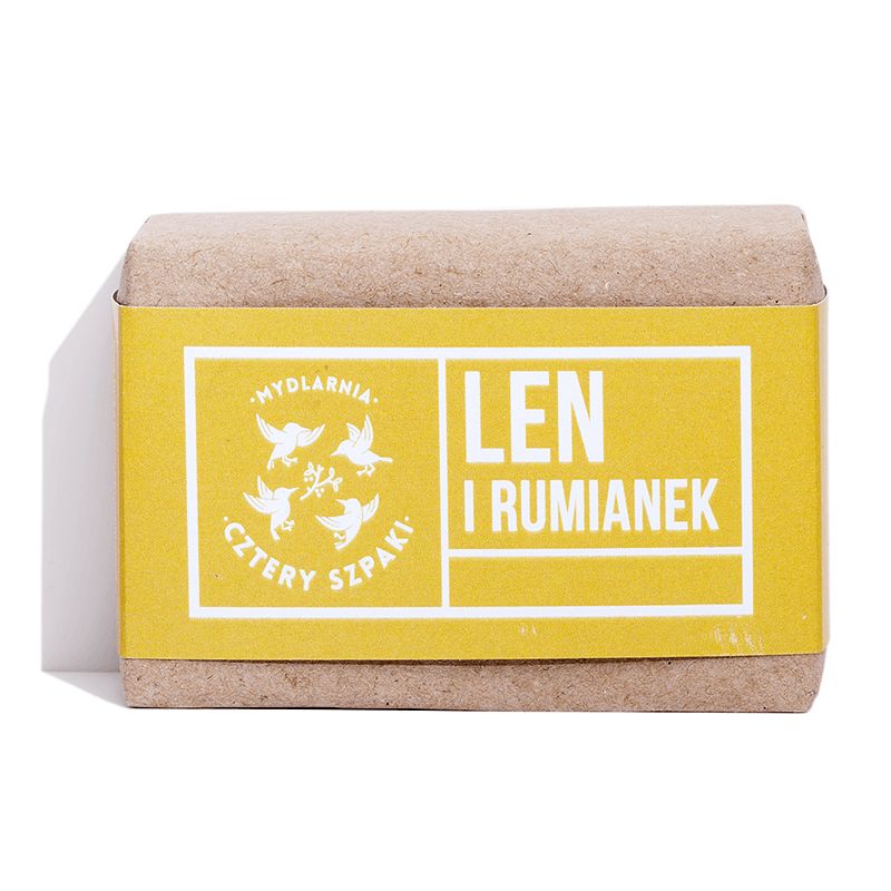 Len i Rumianek - naturalne mydło w kostce, Cztery Szpaki, 110 g