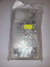 Etui iPhone 12 mini - srebrny pływający brokat