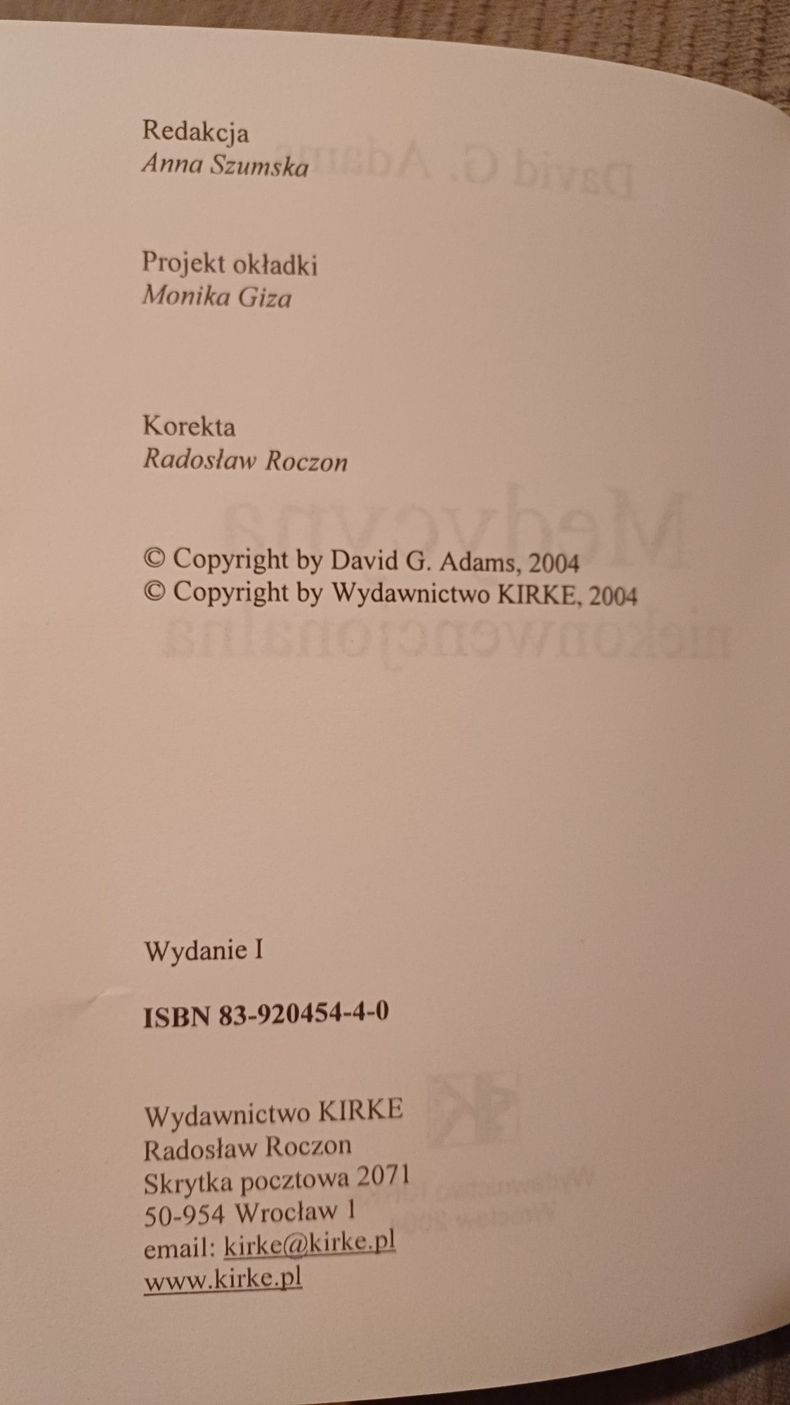 David G. Adams Medycyna niekonwencjonalna