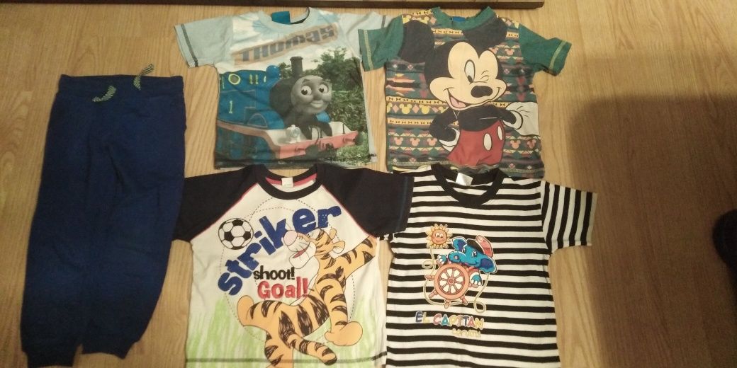 Zestaw, t-shirt Bluzki myszka Miki, Tomek plus spodnie 92