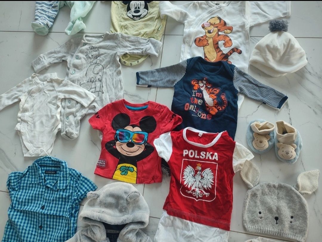 Duża paka ubranek dla chłopca rozmiar 56, 62 oraz 68