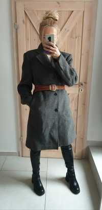 Płaszcz wełna 100% jesień zima vintage casual XL