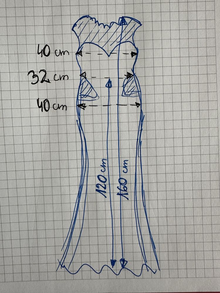 Długa, piękna, niebieska suknia syrenka na welese/bal/sylwester, r40