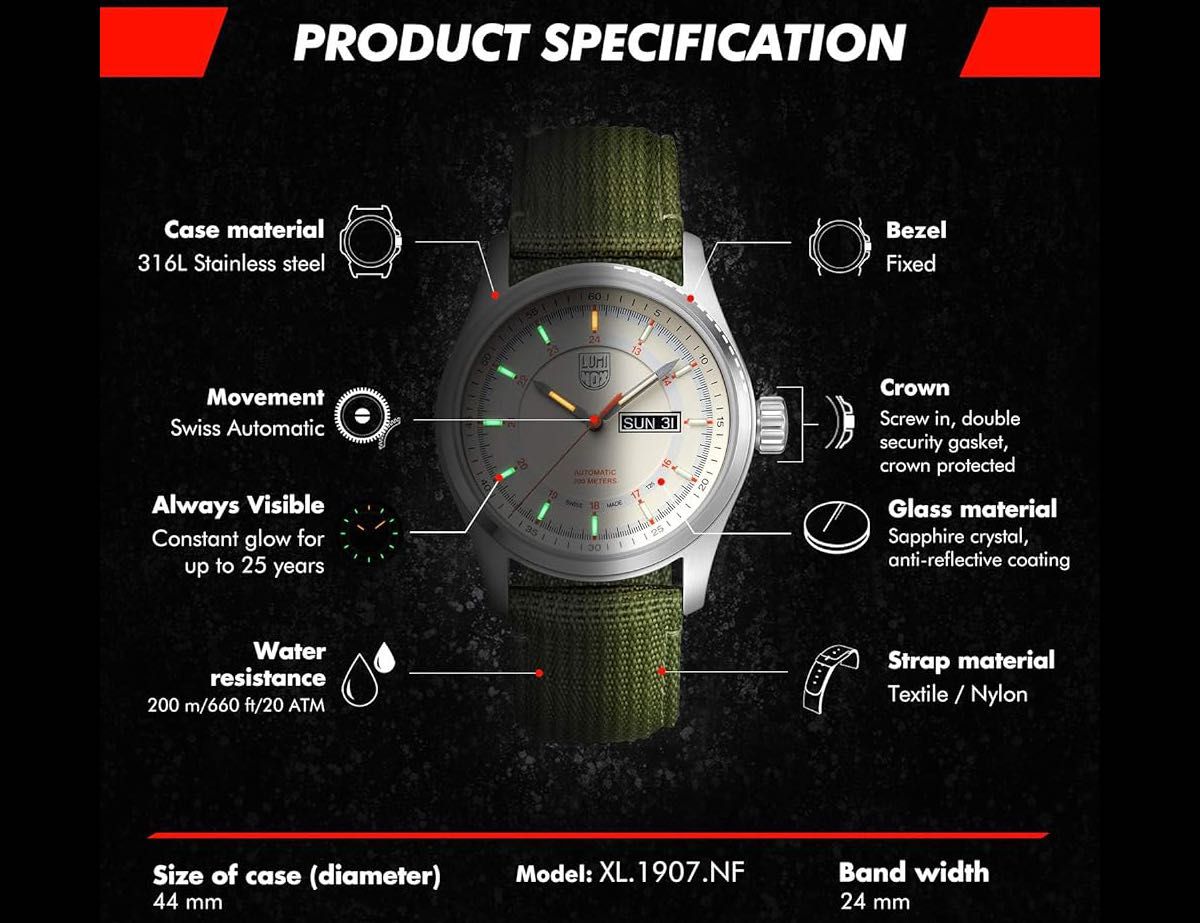 Годинник LUMINOX Atacama Field AUTOMATIC XL.1907.NF 44 mm. 200 MT.