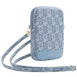 Torebka Guess Zip GCube Bottom Stripe na telefon - niebieska