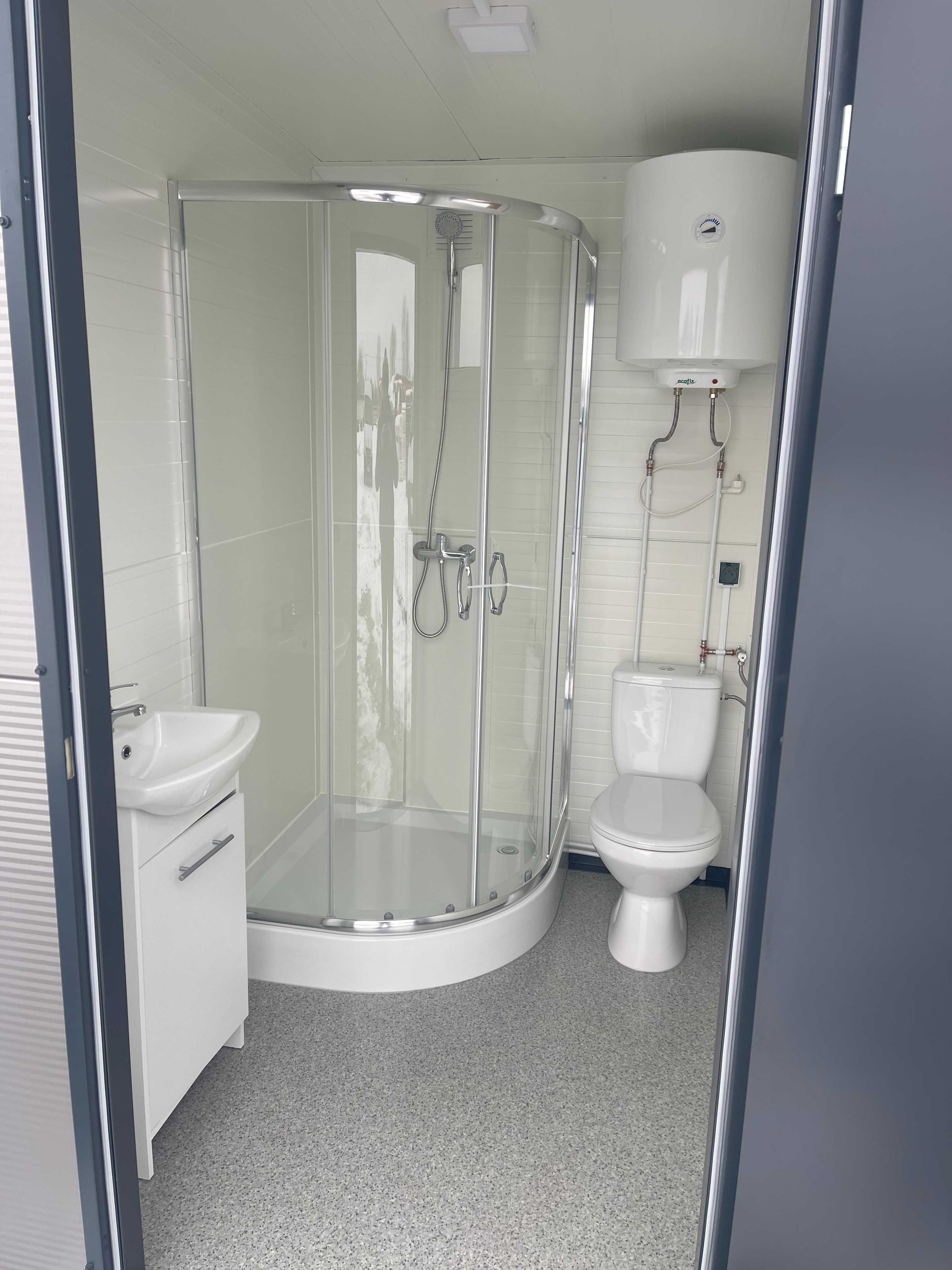 Pawilon kontener łazienka mobilna WC sanitarny prysznic camping