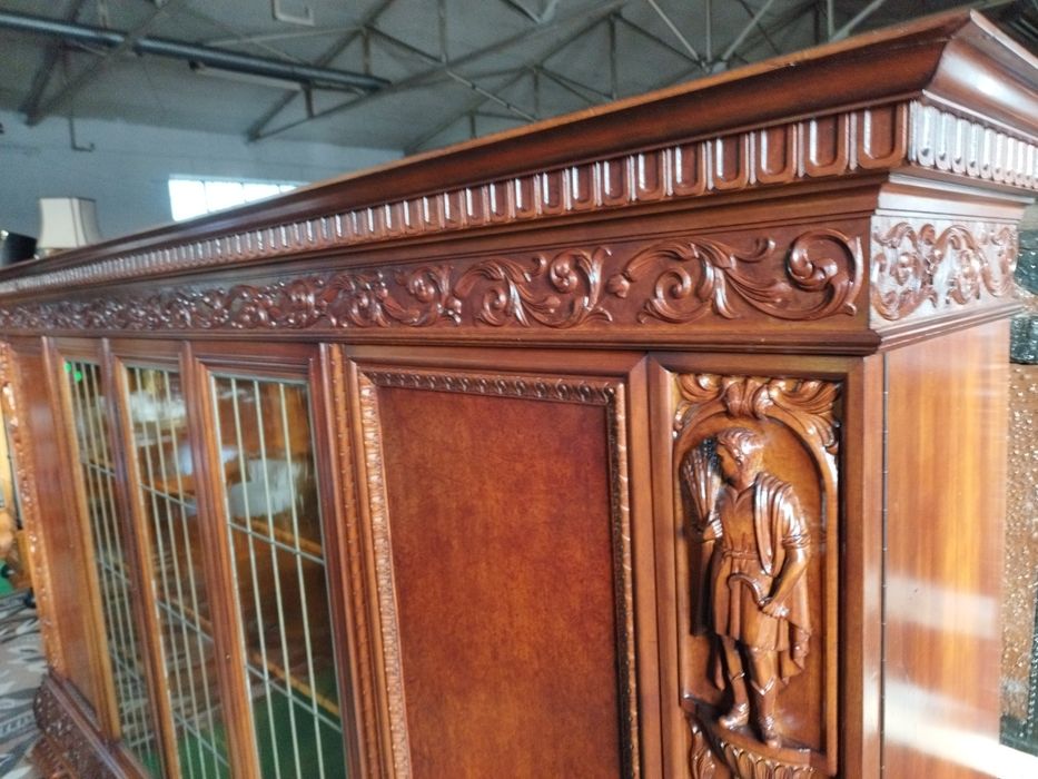 biblioteka gabinetowa secesyjna witryna Antyk pięknie zdobiona