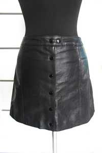 Spódnica czarna mini eko skóra XS 34 H&M guziki