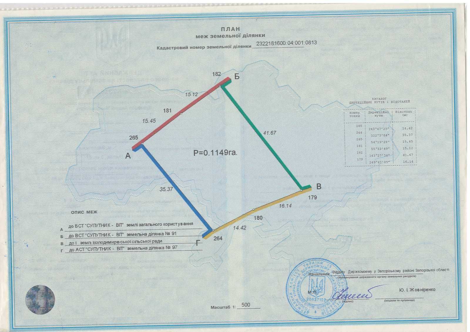 ПРОДАМ дачу 11,49 сот за Великим Лугом, 10 км від Бородинського р-ну