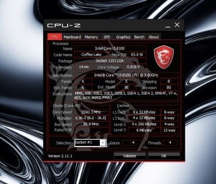 Процесор Intel Core i3 8100 3.6ghz