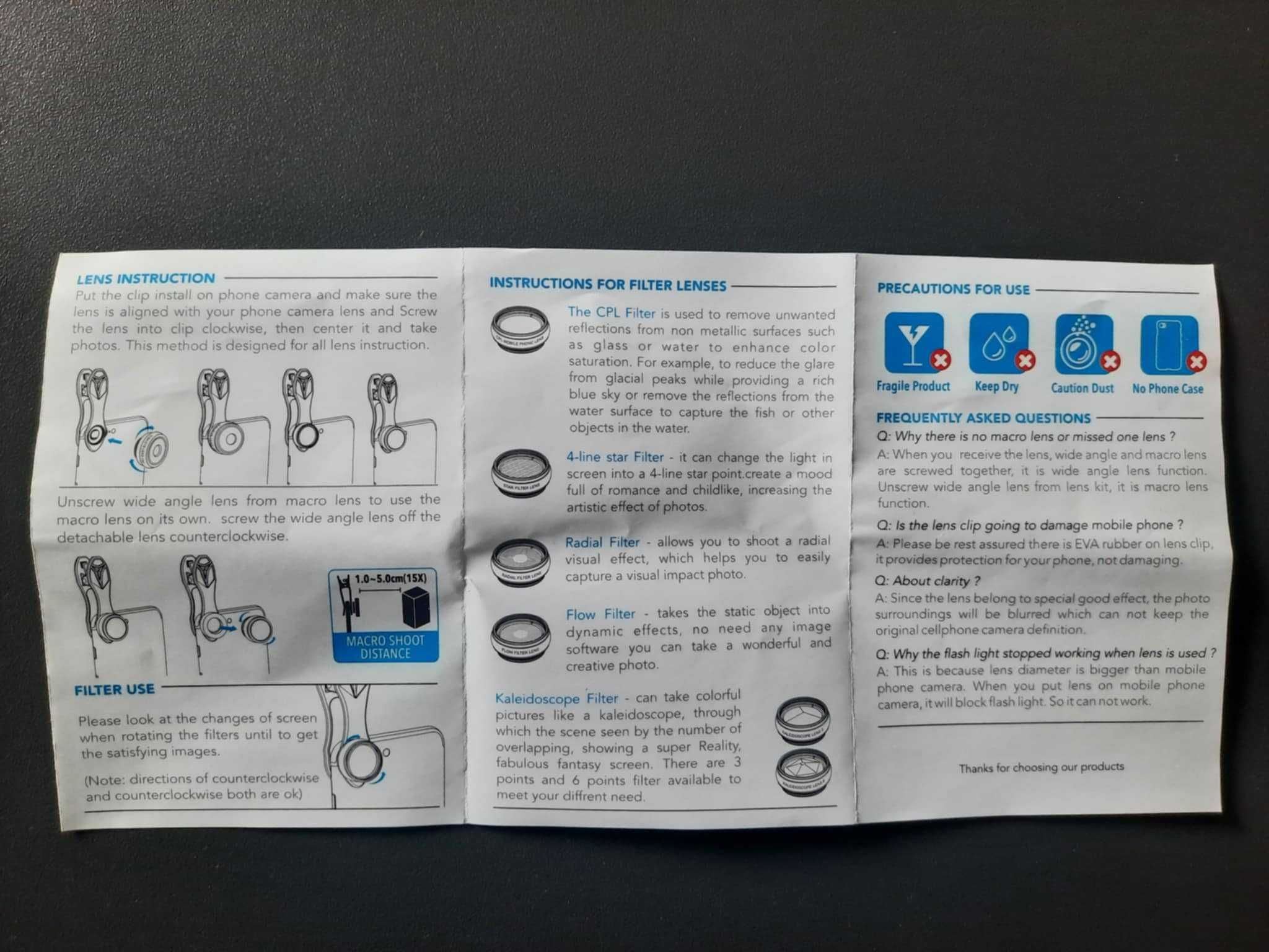 Obiektyw i nakładki soczewki do telefonu