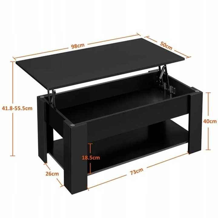 Stolik kawowy ze schowkiem podnoszonym blatem ława 98x50x(42-56)cm