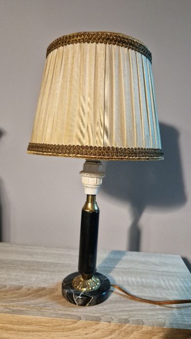 Lampa stołowa Vintage z Czarnego Marmuru i Mosiądzu – lata 60 !!!