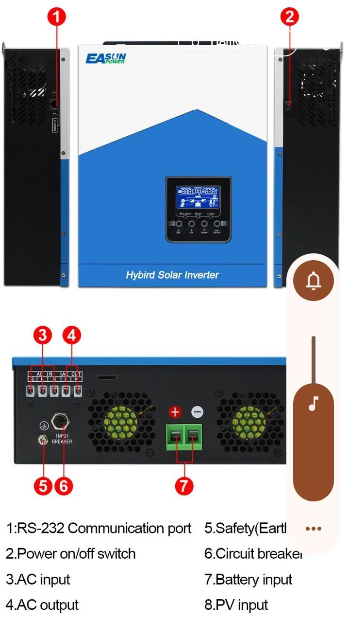 Гібридний інвертор EASUN POWER 7KVA/6200W 48V ISolar-SMH-II-7K-48V (70