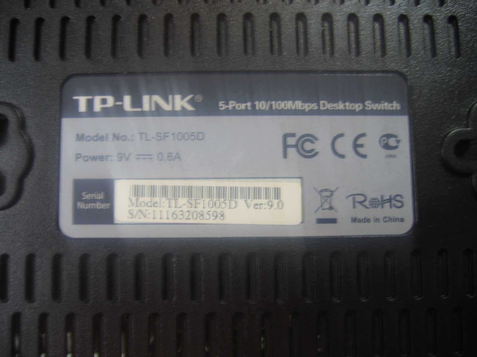 Switch TP-Link 5p TL-SF1005D 5x10/100Mbit + zasilacz 9V 600mA